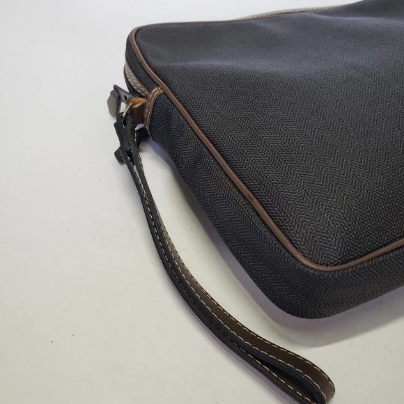 Dunhill Wristlet Pouch Men's Bag Large 9x8 Brown Logo Designer Coated Canvas - Picture 11 of 11